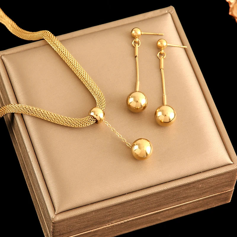 Enz 316L Stainless Steel 18K Gold Plated Jewelry Set