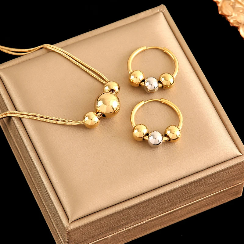 Enz 316L Stainless Steel 18K Gold Plated Jewelry Set