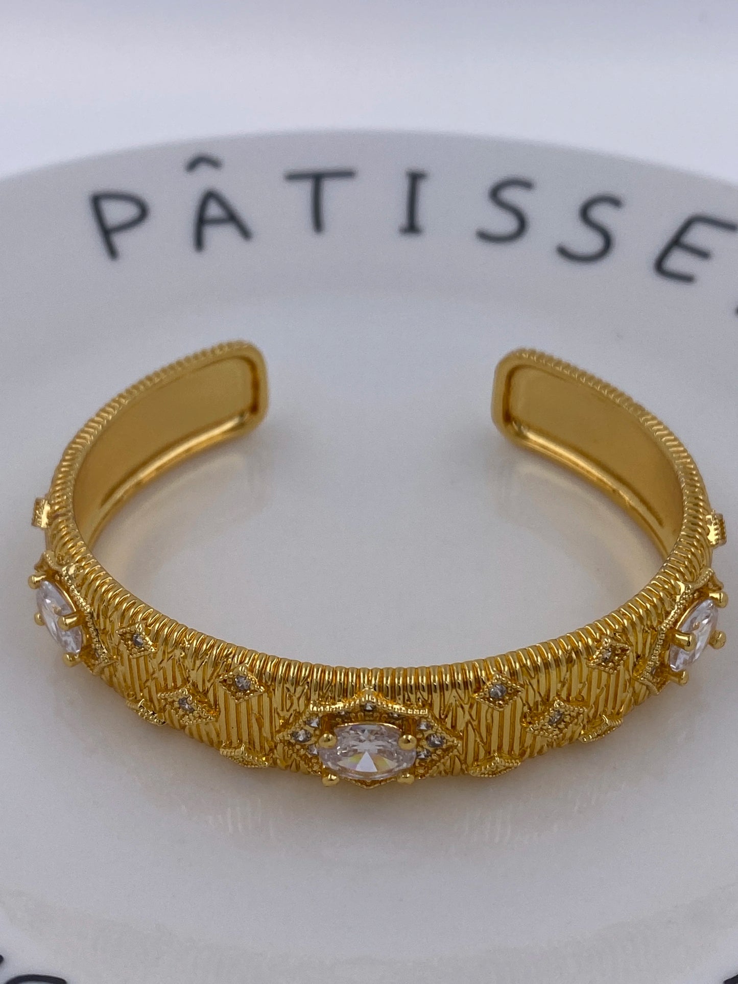 ENZ 22K Gold Plated Jadau Bangle Cuff Bracelet