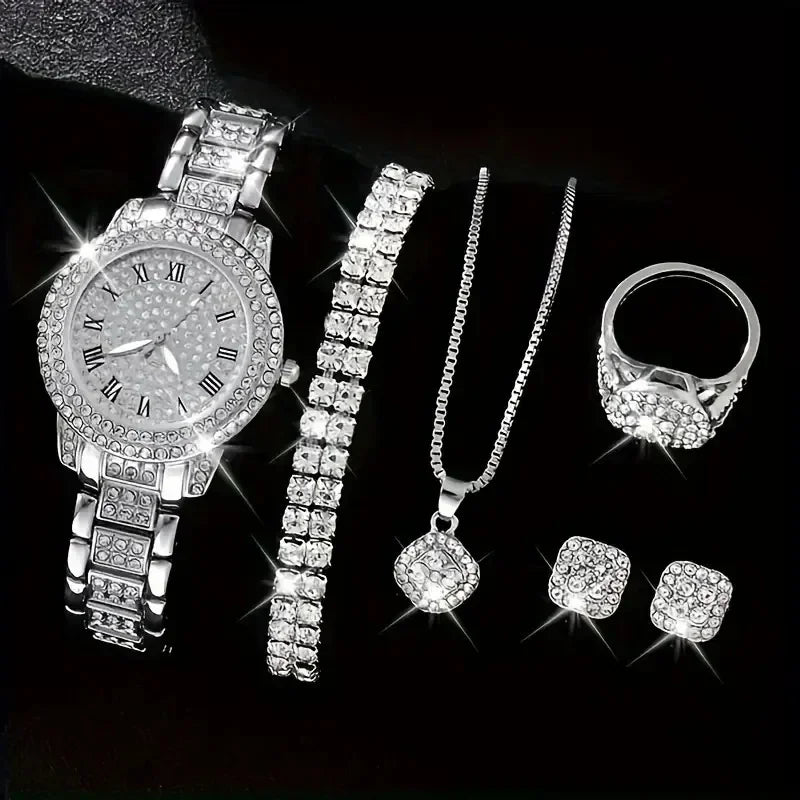 ENZ Luxury Ladies' Quartz Wrist Watch & Bracelet Set (6-Piece)