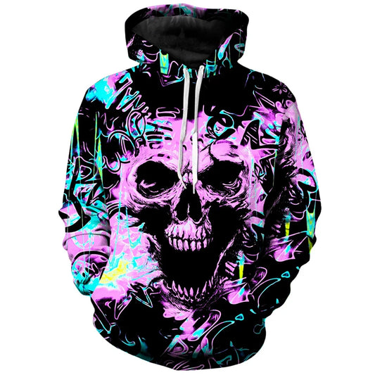 Vintage Hoodie Skull 3D Printed Men's Hooded Sweatshirts Casual Streetwear Unisex Pullovers Fashion Plus Size Tracksuit Clothing