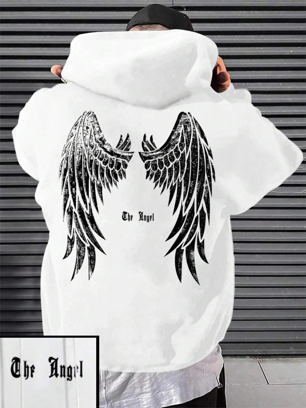 Angel's Wings Printing Male Hoody O-Neck All Match Loose Sweatshirt Fashion Fleece Basic Daily Comfortable Hoodie Autumn Clothes