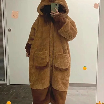 Soft Cute Animals Shape Blanket Pajamas Unisex For Adult Coral Velvet Warm Cosplay Loose  Pajamas Pants Home Wear