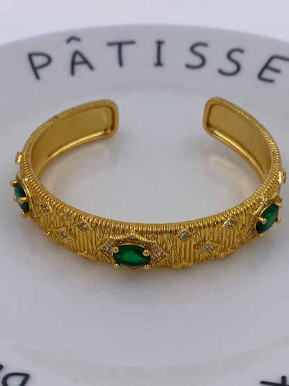 ENZ 22K Gold Plated Jadau Bangle Cuff Bracelet