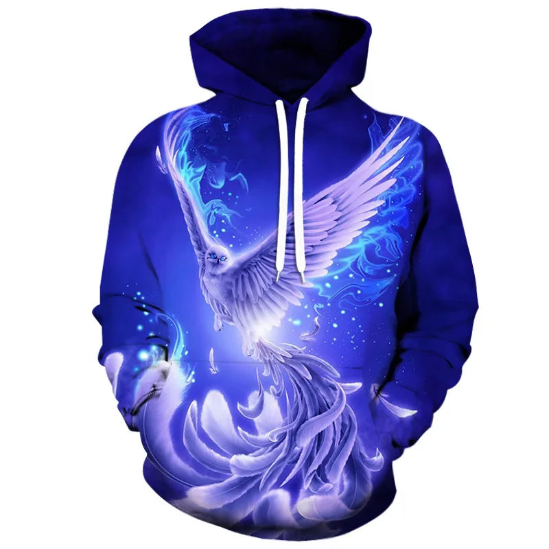 Fashion Phoenix Hoodies Animal 3D Print Women Men Streetwear Long Sleeve Hooded Sweatshirts Tracksuit Pullovers Female Clothing