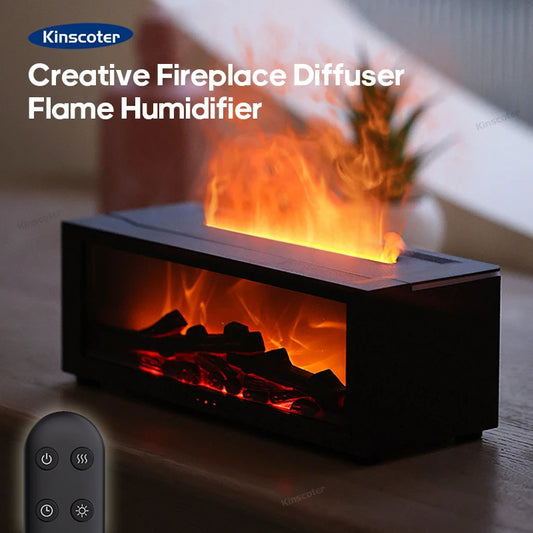 ENZ Luxe Flame Diffuser – Premium Colorful Fireplace Aroma Humidifier (150ml) with Timer & Remote Control