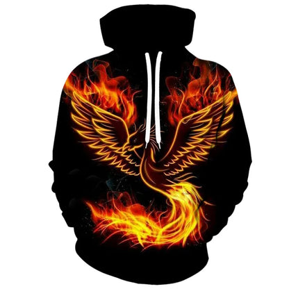 Fashion Phoenix Hoodies Animal 3D Print Women Men Streetwear Long Sleeve Hooded Sweatshirts Tracksuit Pullovers Female Clothing